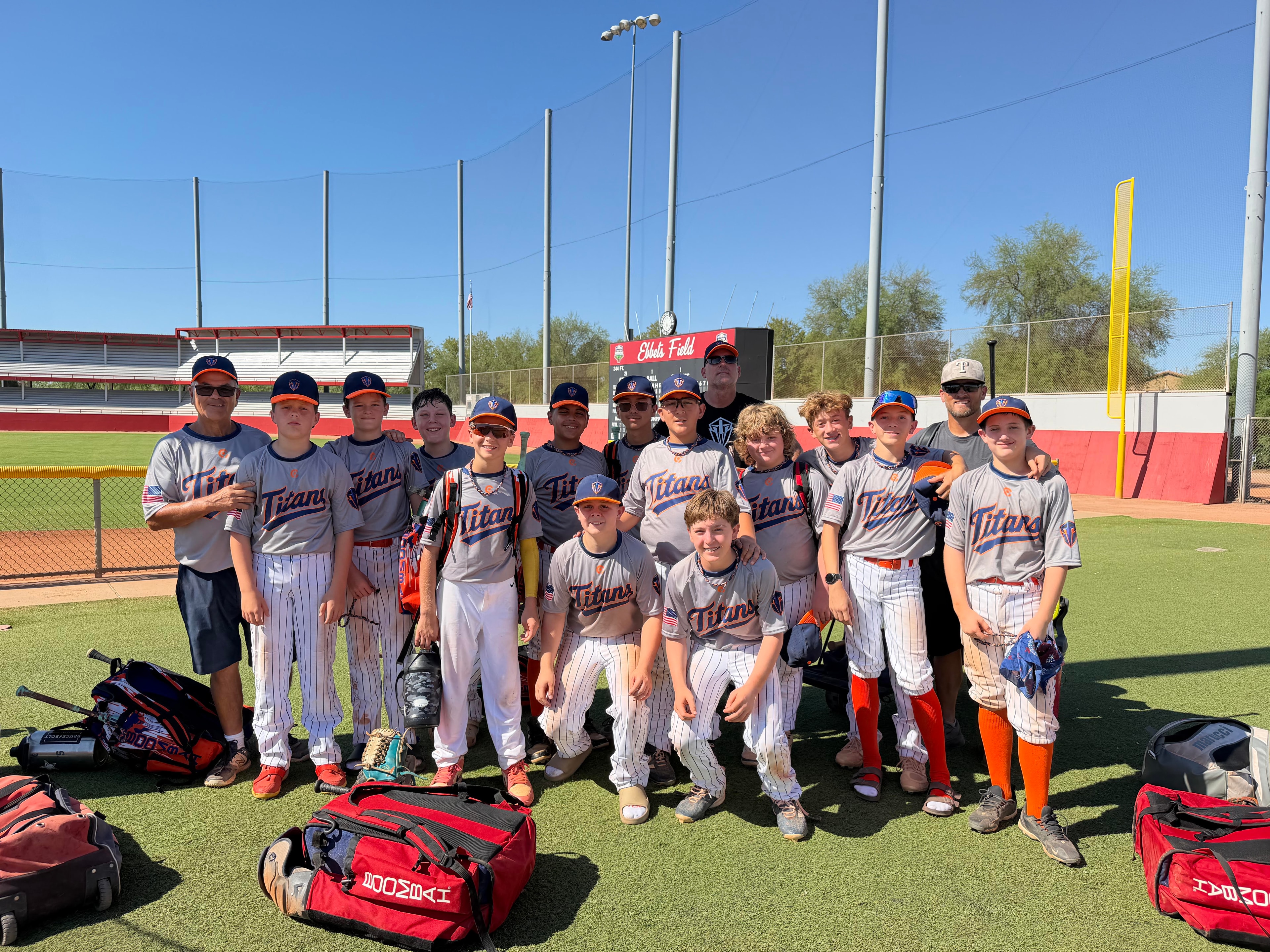 Full team photo at Ebbets Field with coaches